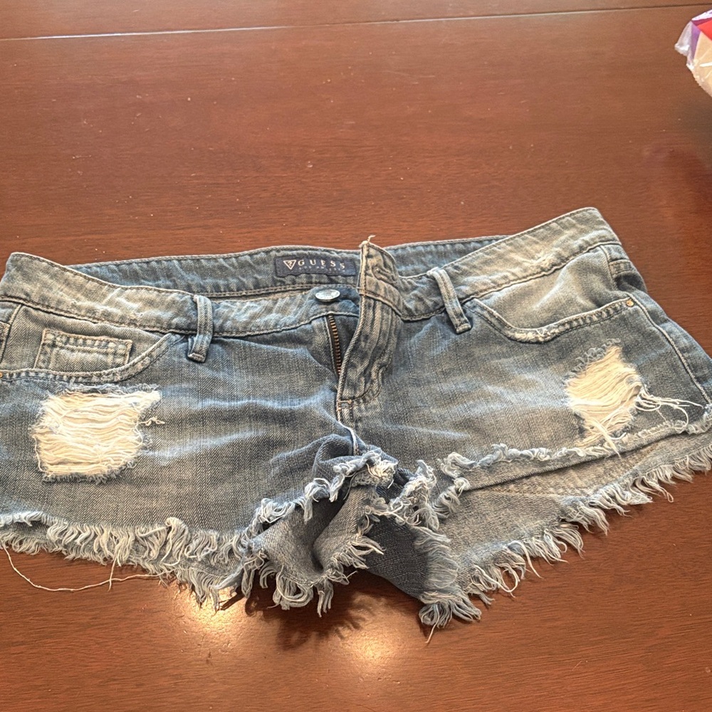 Guess Women's Distressed Jean Shorts - Blue